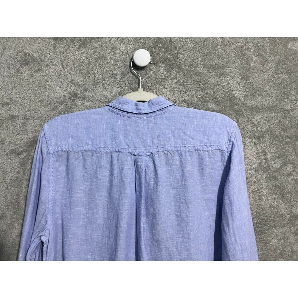 Baird McNutt for J.Crew Irish Linen Shirt Size 6 Blue Preppy Minimalist Office - Picture 4 of 6